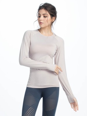 Brushed Thermal Long Sleeve Raglan Tee - Crew Neck With Thumb Holes